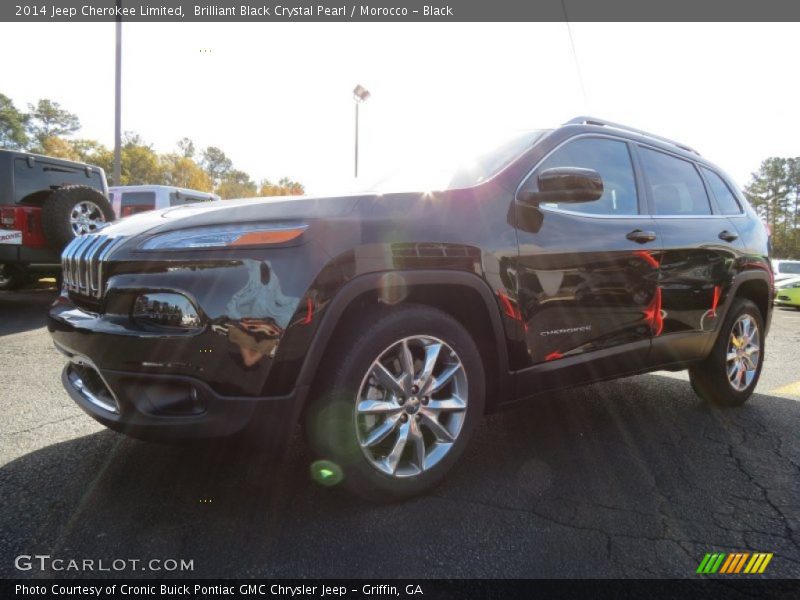 Brilliant Black Crystal Pearl / Morocco - Black 2014 Jeep Cherokee Limited