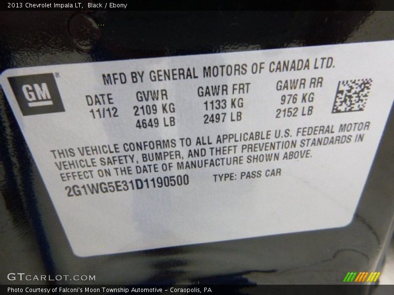 Black / Ebony 2013 Chevrolet Impala LT