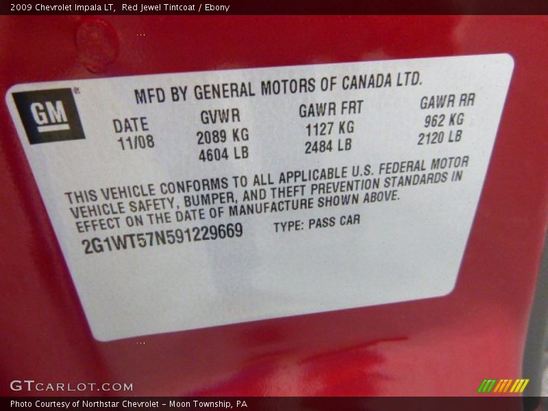 Red Jewel Tintcoat / Ebony 2009 Chevrolet Impala LT