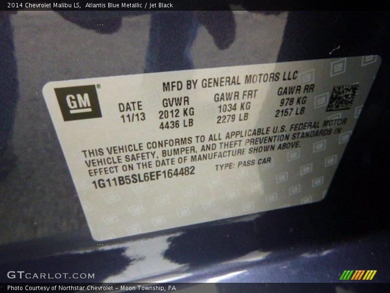 Atlantis Blue Metallic / Jet Black 2014 Chevrolet Malibu LS