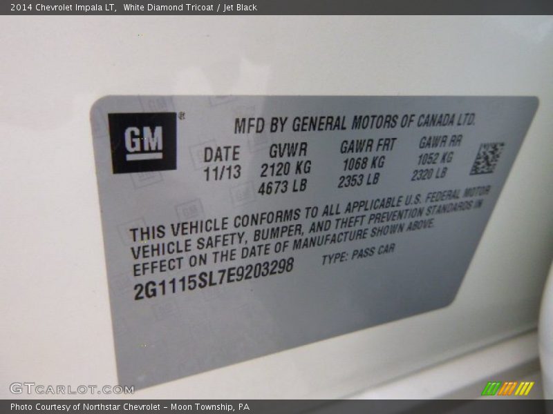 White Diamond Tricoat / Jet Black 2014 Chevrolet Impala LT