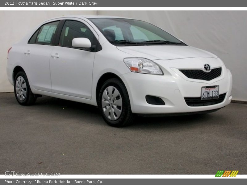 Super White / Dark Gray 2012 Toyota Yaris Sedan