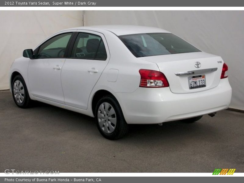 Super White / Dark Gray 2012 Toyota Yaris Sedan