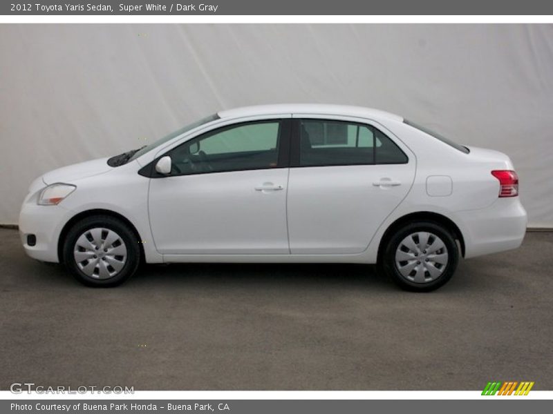 Super White / Dark Gray 2012 Toyota Yaris Sedan