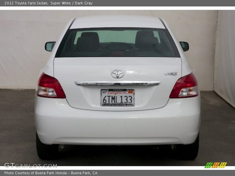 Super White / Dark Gray 2012 Toyota Yaris Sedan