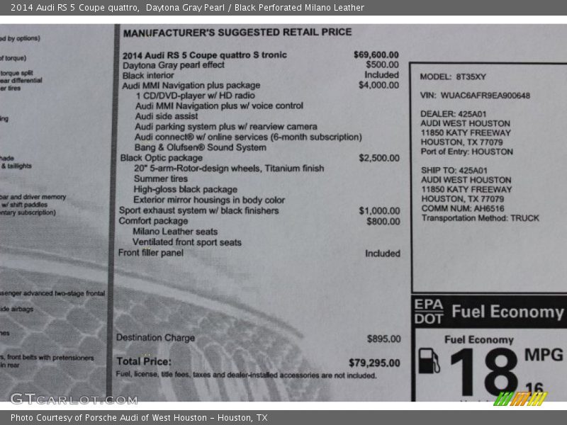  2014 RS 5 Coupe quattro Window Sticker