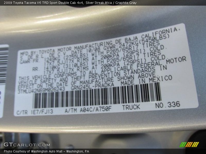 Silver Streak Mica / Graphite Gray 2009 Toyota Tacoma V6 TRD Sport Double Cab 4x4