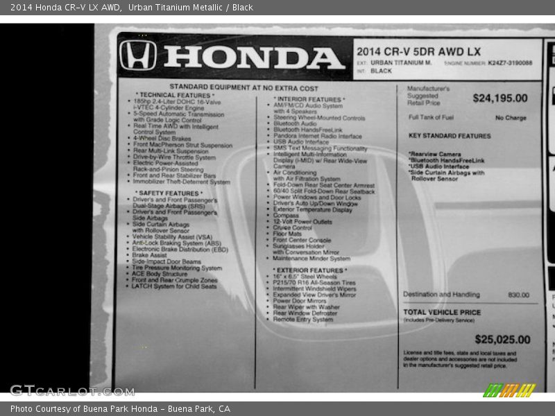 Urban Titanium Metallic / Black 2014 Honda CR-V LX AWD