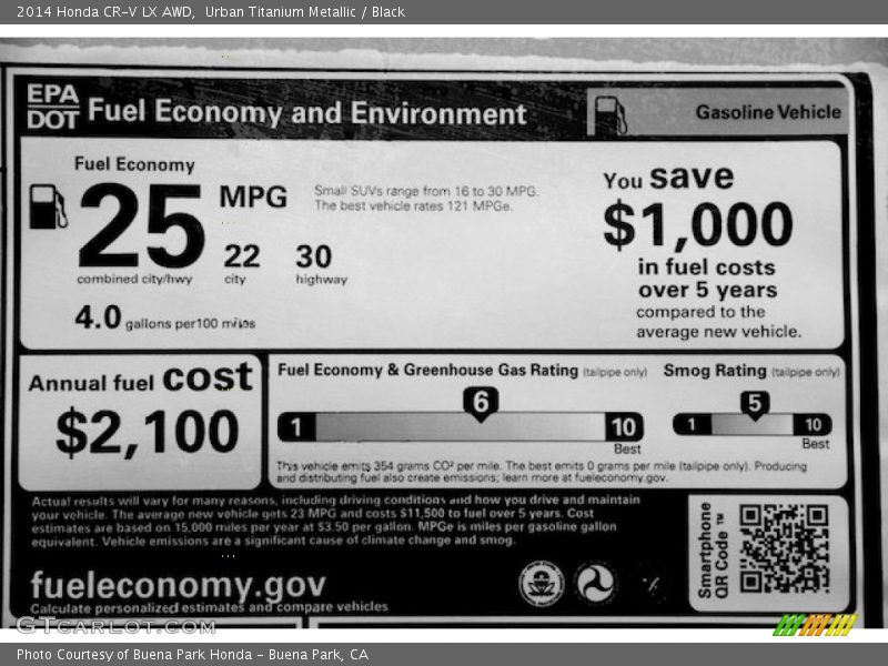 Urban Titanium Metallic / Black 2014 Honda CR-V LX AWD