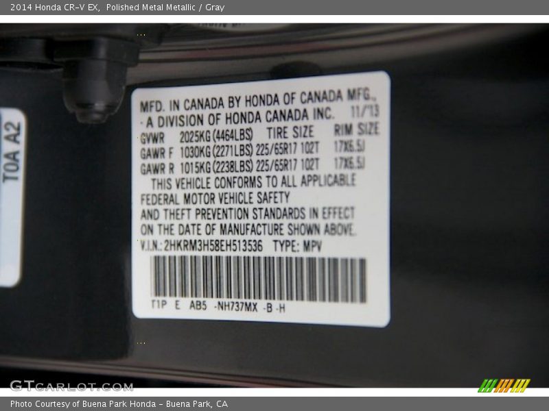 Polished Metal Metallic / Gray 2014 Honda CR-V EX