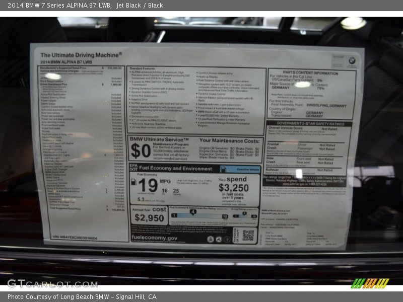  2014 7 Series ALPINA B7 LWB Window Sticker