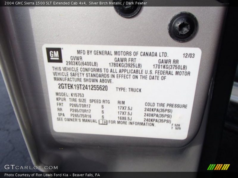 Silver Birch Metallic / Dark Pewter 2004 GMC Sierra 1500 SLT Extended Cab 4x4