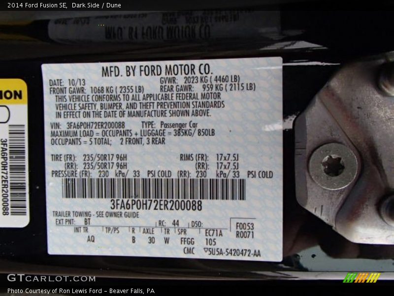 Dark Side / Dune 2014 Ford Fusion SE