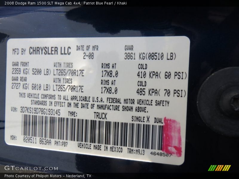 Patriot Blue Pearl / Khaki 2008 Dodge Ram 1500 SLT Mega Cab 4x4