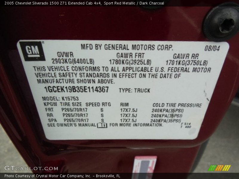 Sport Red Metallic / Dark Charcoal 2005 Chevrolet Silverado 1500 Z71 Extended Cab 4x4
