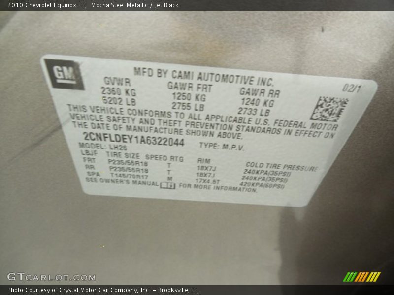 Mocha Steel Metallic / Jet Black 2010 Chevrolet Equinox LT