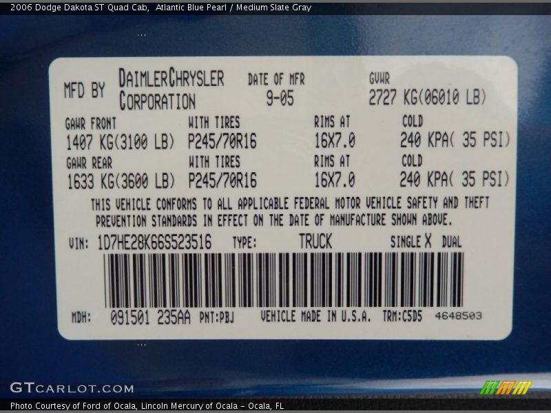 Atlantic Blue Pearl / Medium Slate Gray 2006 Dodge Dakota ST Quad Cab