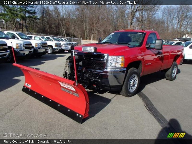 Front 3/4 View of 2014 Silverado 3500HD WT Regular Cab 4x4 Plow Truck