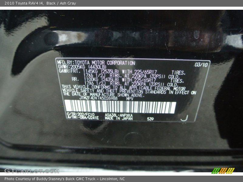 Black / Ash Gray 2010 Toyota RAV4 I4