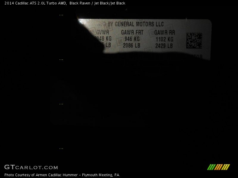 Black Raven / Jet Black/Jet Black 2014 Cadillac ATS 2.0L Turbo AWD