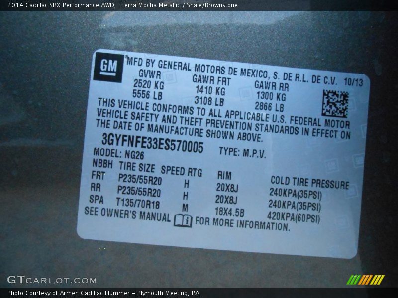 Terra Mocha Metallic / Shale/Brownstone 2014 Cadillac SRX Performance AWD