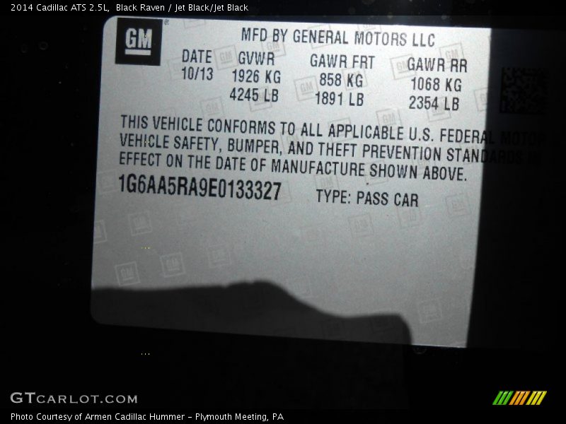 Black Raven / Jet Black/Jet Black 2014 Cadillac ATS 2.5L