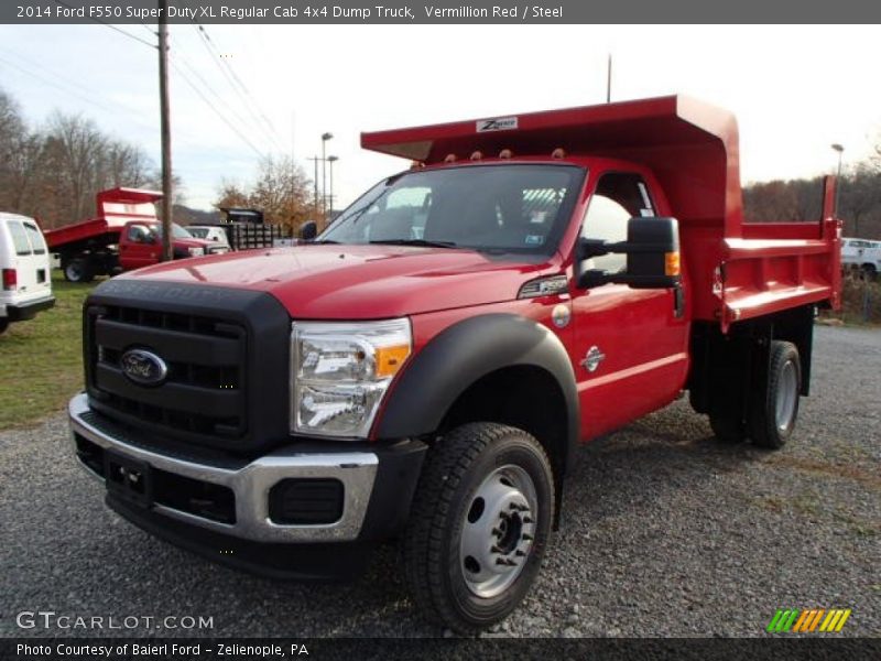 Front 3/4 View of 2014 F550 Super Duty XL Regular Cab 4x4 Dump Truck