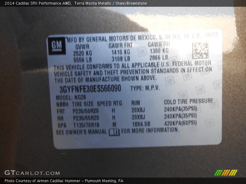 Terra Mocha Metallic / Shale/Brownstone 2014 Cadillac SRX Performance AWD