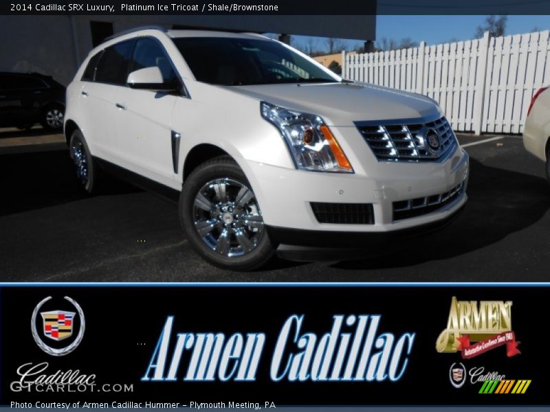 Platinum Ice Tricoat / Shale/Brownstone 2014 Cadillac SRX Luxury