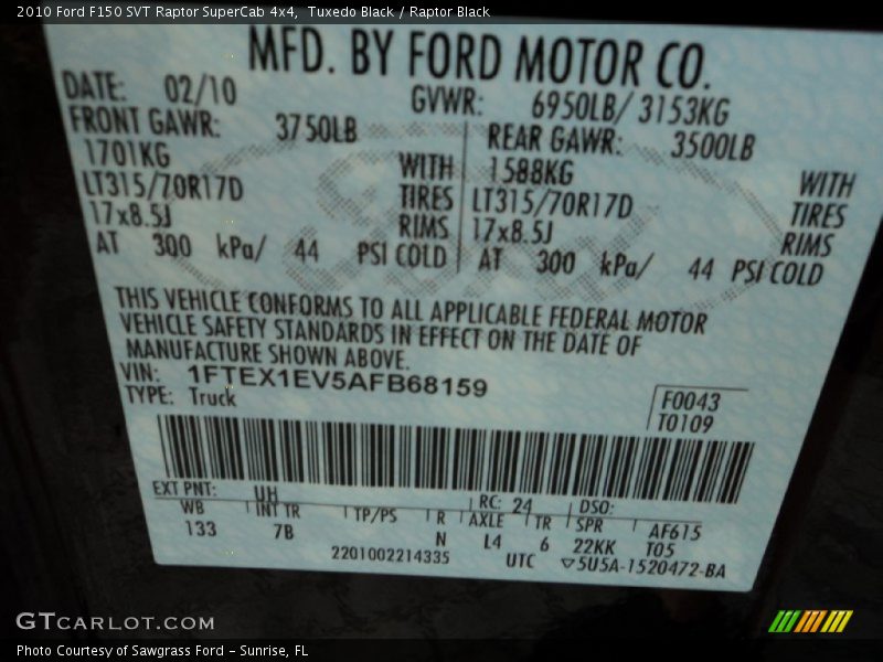 Tuxedo Black / Raptor Black 2010 Ford F150 SVT Raptor SuperCab 4x4