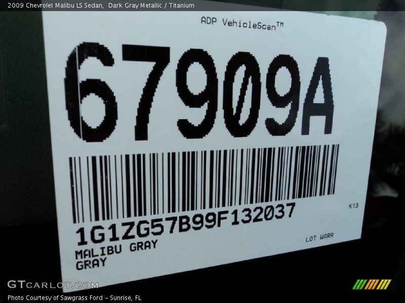 Dark Gray Metallic / Titanium 2009 Chevrolet Malibu LS Sedan