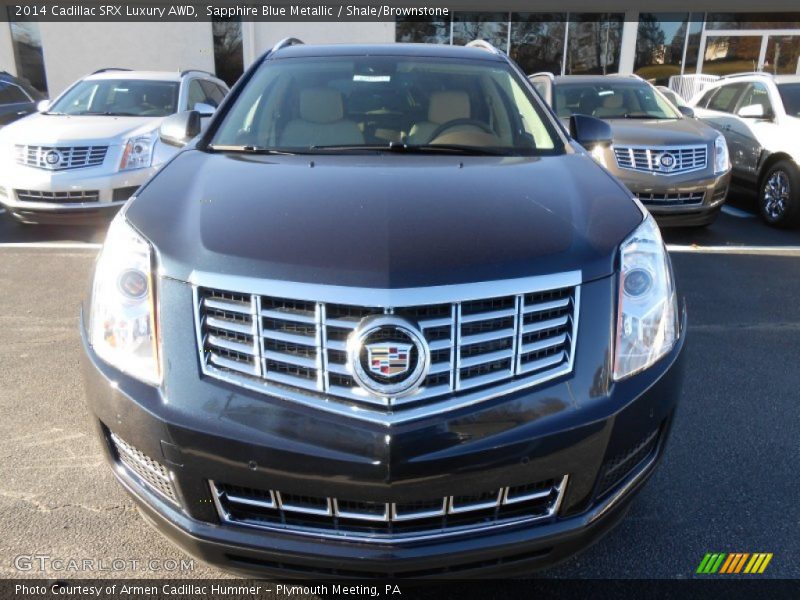 Sapphire Blue Metallic / Shale/Brownstone 2014 Cadillac SRX Luxury AWD