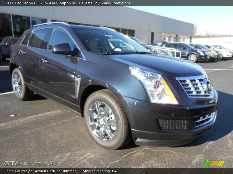 Sapphire Blue Metallic / Shale/Brownstone 2014 Cadillac SRX Luxury AWD