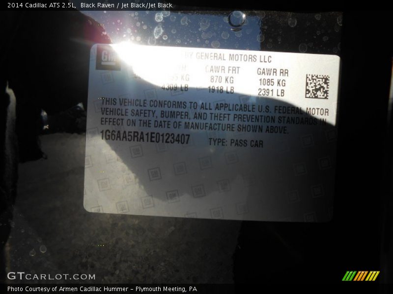 Black Raven / Jet Black/Jet Black 2014 Cadillac ATS 2.5L