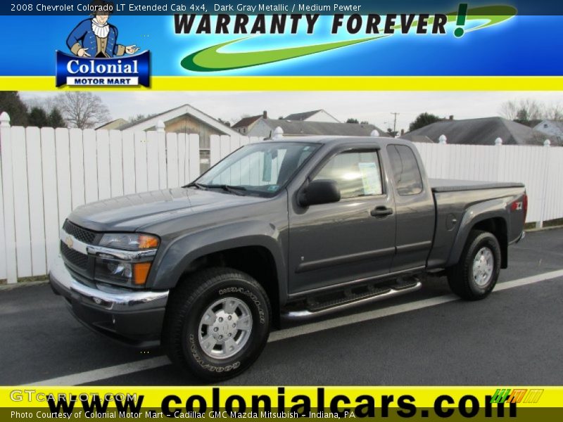 Dark Gray Metallic / Medium Pewter 2008 Chevrolet Colorado LT Extended Cab 4x4