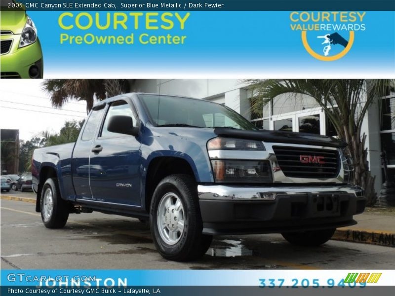 Superior Blue Metallic / Dark Pewter 2005 GMC Canyon SLE Extended Cab
