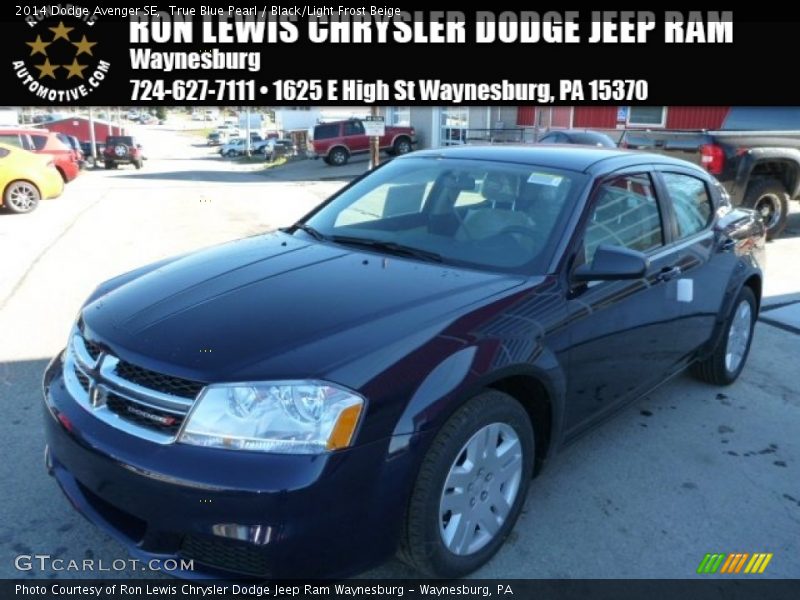 True Blue Pearl / Black/Light Frost Beige 2014 Dodge Avenger SE
