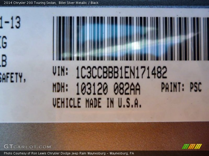 Billet Silver Metallic / Black 2014 Chrysler 200 Touring Sedan