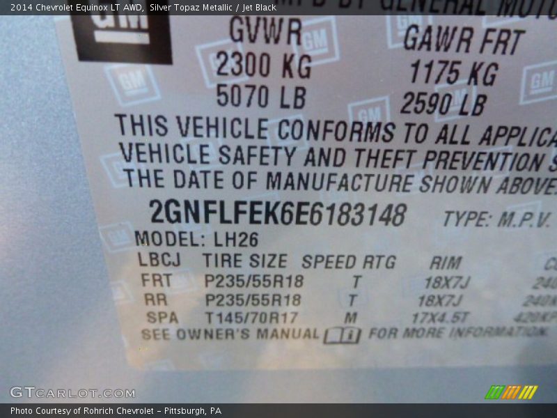 Silver Topaz Metallic / Jet Black 2014 Chevrolet Equinox LT AWD