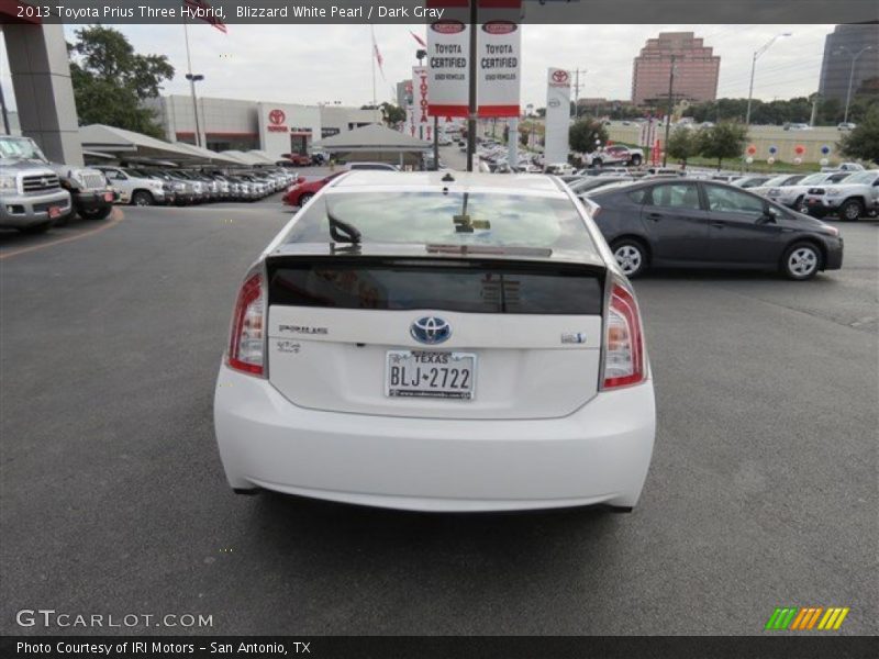 Blizzard White Pearl / Dark Gray 2013 Toyota Prius Three Hybrid