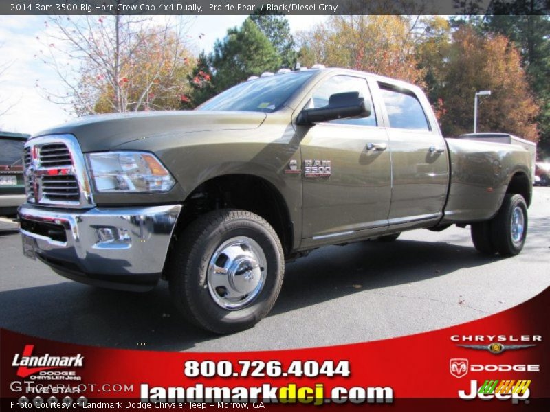 Prairie Pearl / Black/Diesel Gray 2014 Ram 3500 Big Horn Crew Cab 4x4 Dually