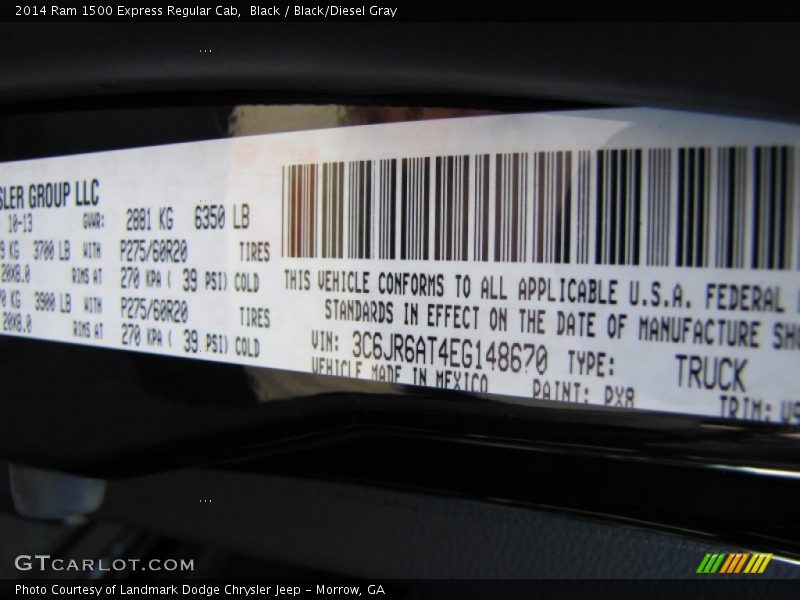 Black / Black/Diesel Gray 2014 Ram 1500 Express Regular Cab