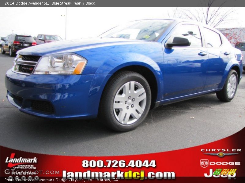 Blue Streak Pearl / Black 2014 Dodge Avenger SE