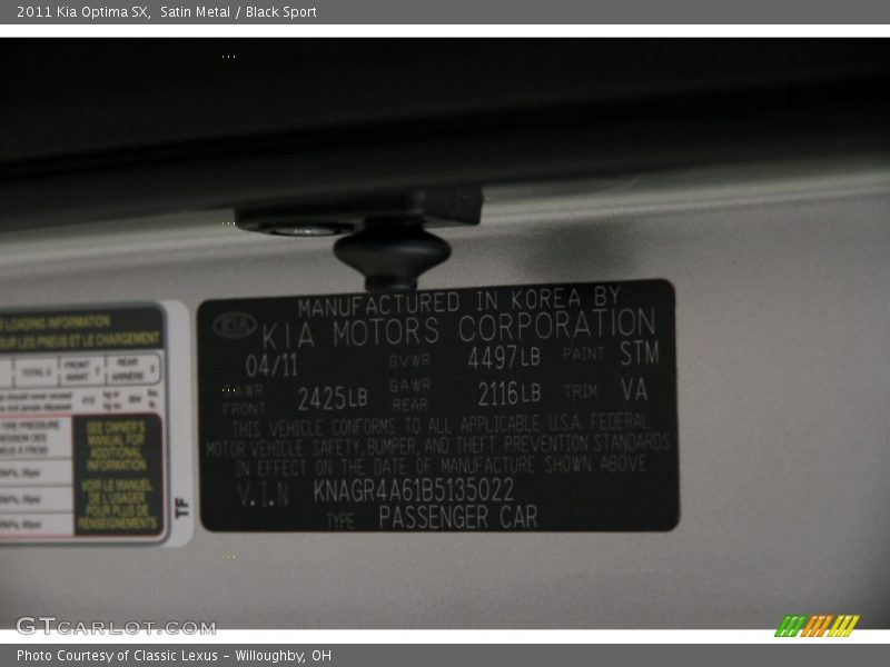 Satin Metal / Black Sport 2011 Kia Optima SX