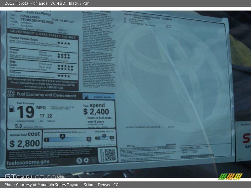 Black / Ash 2013 Toyota Highlander V6 4WD
