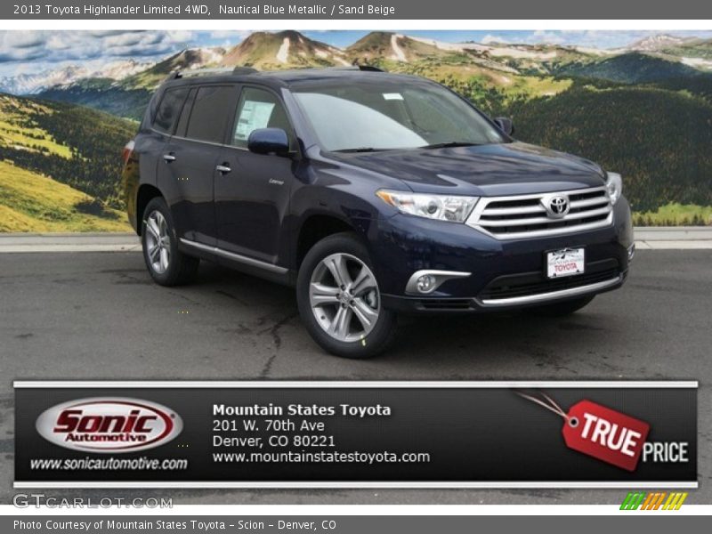 Nautical Blue Metallic / Sand Beige 2013 Toyota Highlander Limited 4WD