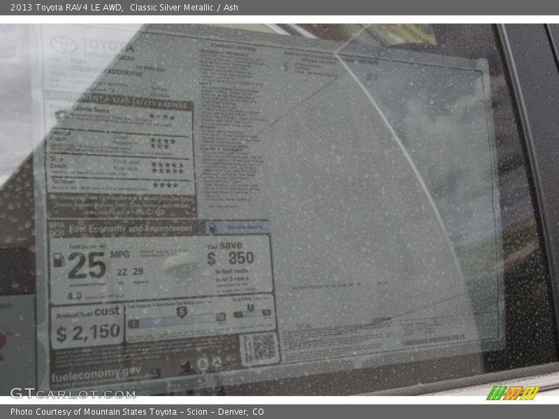 Classic Silver Metallic / Ash 2013 Toyota RAV4 LE AWD