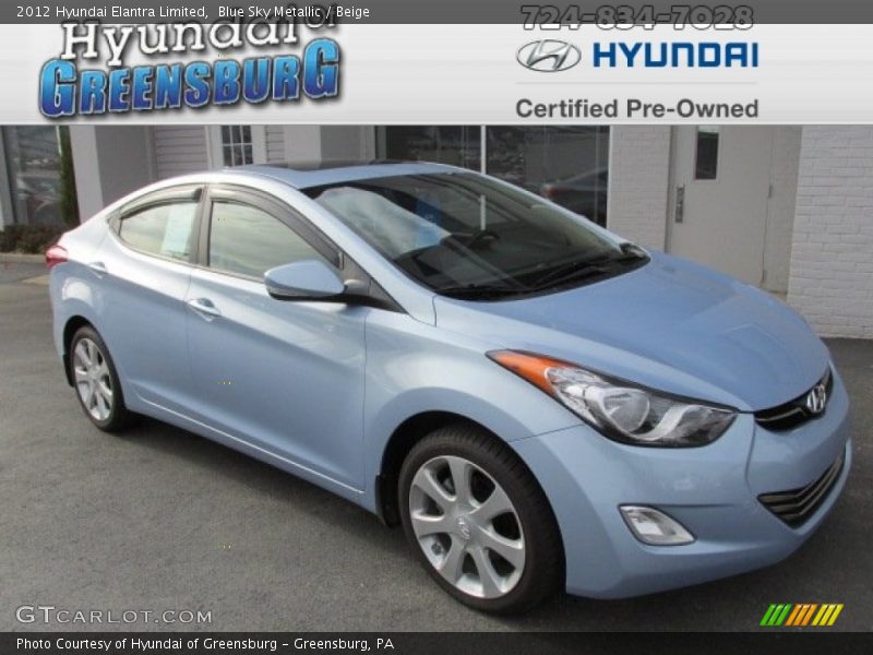Blue Sky Metallic / Beige 2012 Hyundai Elantra Limited