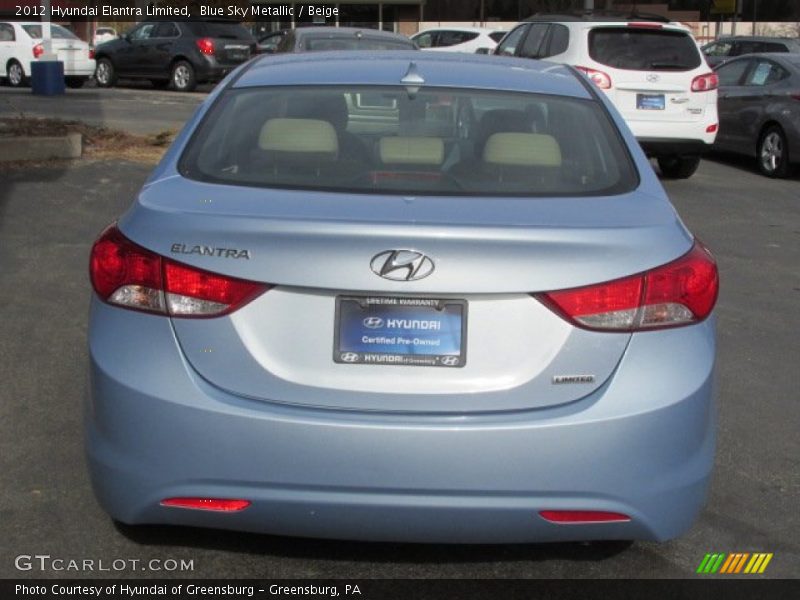 Blue Sky Metallic / Beige 2012 Hyundai Elantra Limited