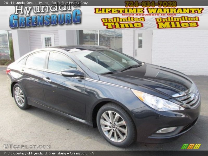 Pacific Blue Pearl / Gray 2014 Hyundai Sonata Limited